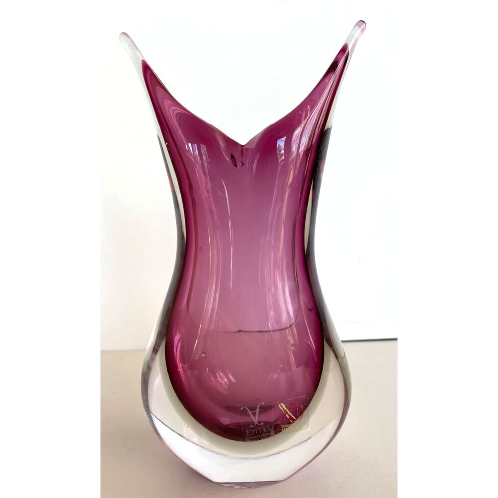 Vintage Murano Sommerso Teardrop Vase Purple 9" Tall Flavio Poli  Art Glass RARE